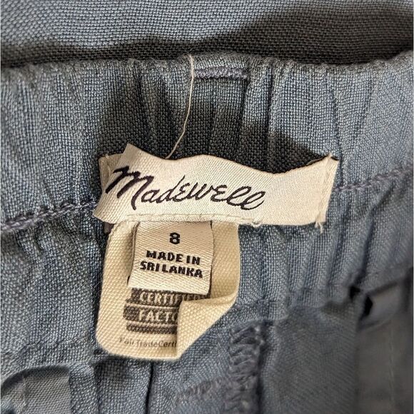 Madewell Pleated Linen Blend High Waist Tailored Tapered Pant Sz 8 in Ocean - Picture 7 of 13